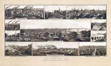 Milwaukee 1882c Bird's Eye View 24x39, Milwaukee 1882c Bird's Eye View